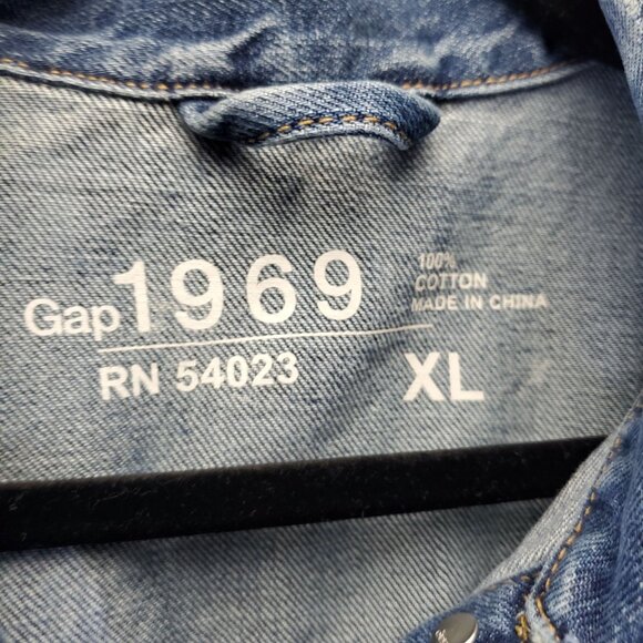 Gap Jacket Women XL Blue Classic Fit Button Front Denim Cropped - Picture 2 of 8